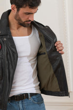 Black genuine leather biker Biker Jacket - Image n°5