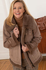 Long bomber jacket in shearling effect polyester - Image n°2