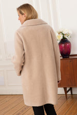 Reversible faux sheepskin wool coat - Image n°7