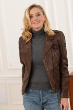 Women's biker style patch Biker Jacket - Image n°3