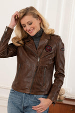 Women's biker style patch Biker Jacket - Image n°1
