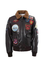 Top Gun G-1 jacket in goat leather, 17 patches, removable wool collar. - Image n°5