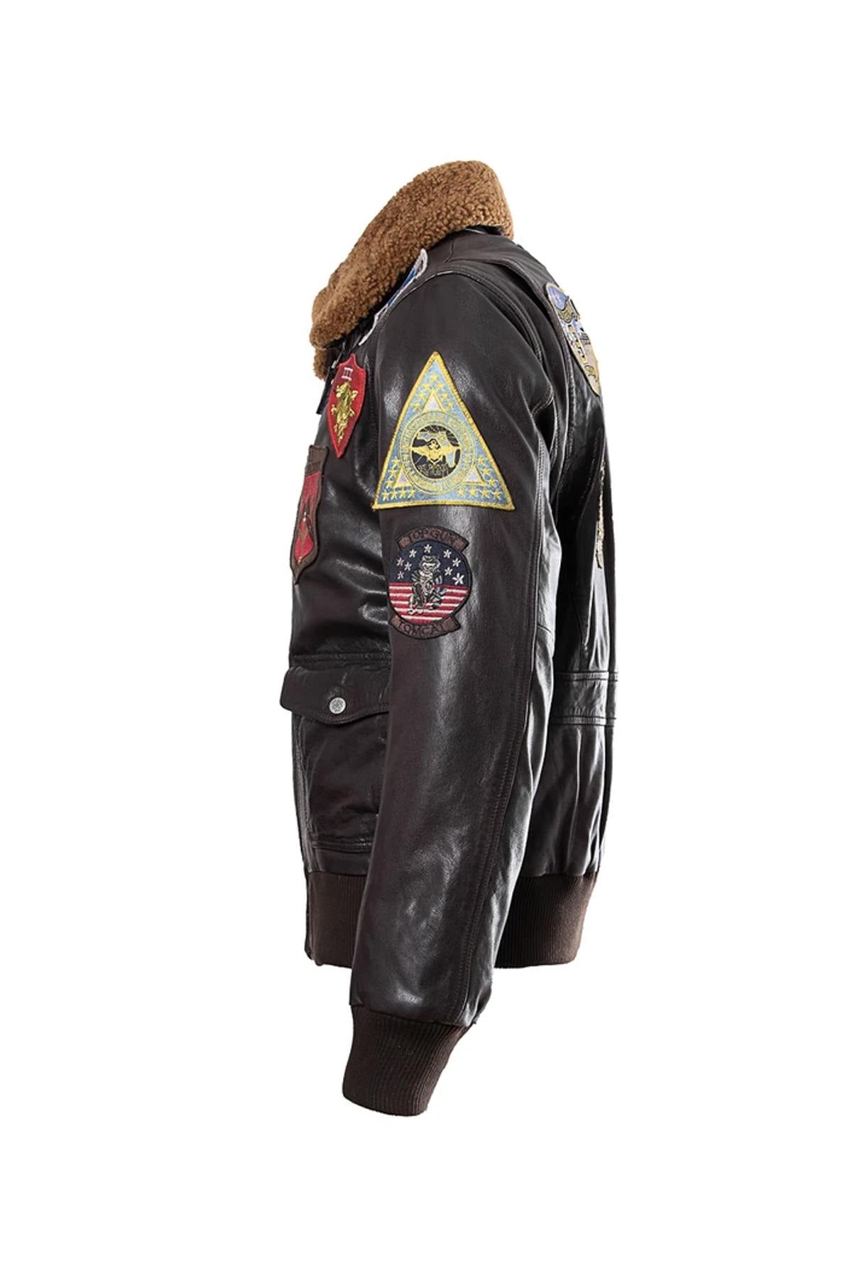 Top Gun G-1 jacket in goat leather, 17 patches, removable wool collar. - Image n°8