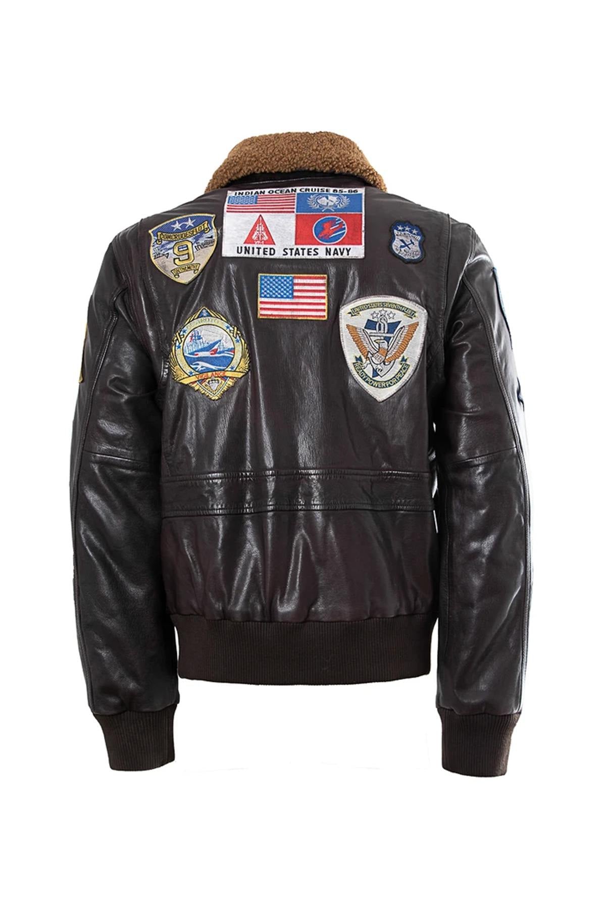 Top Gun G-1 jacket in goat leather, 17 patches, removable wool collar. - Image n°6