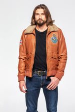 RAF-licensed lambskin aviator jacket with removable fur collar. - Image n°3