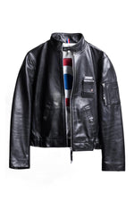 Black lambskin PN jacket by Aéro-Design, with a Mirage IIIB plate. - Image n°1