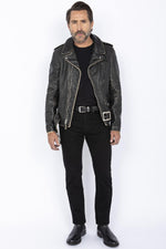 Fitted perfecto in aged cowhide leather - Image n°4