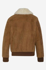 Rust suede sheepskin aviator jacket with fur collar-warm and timeless. - Image n°7
