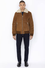 Rust suede sheepskin aviator jacket with fur collar-warm and timeless. - Image n°5