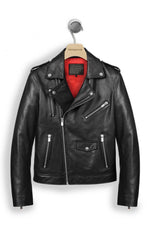Biker style biker jacket in lambskin - Image n°6