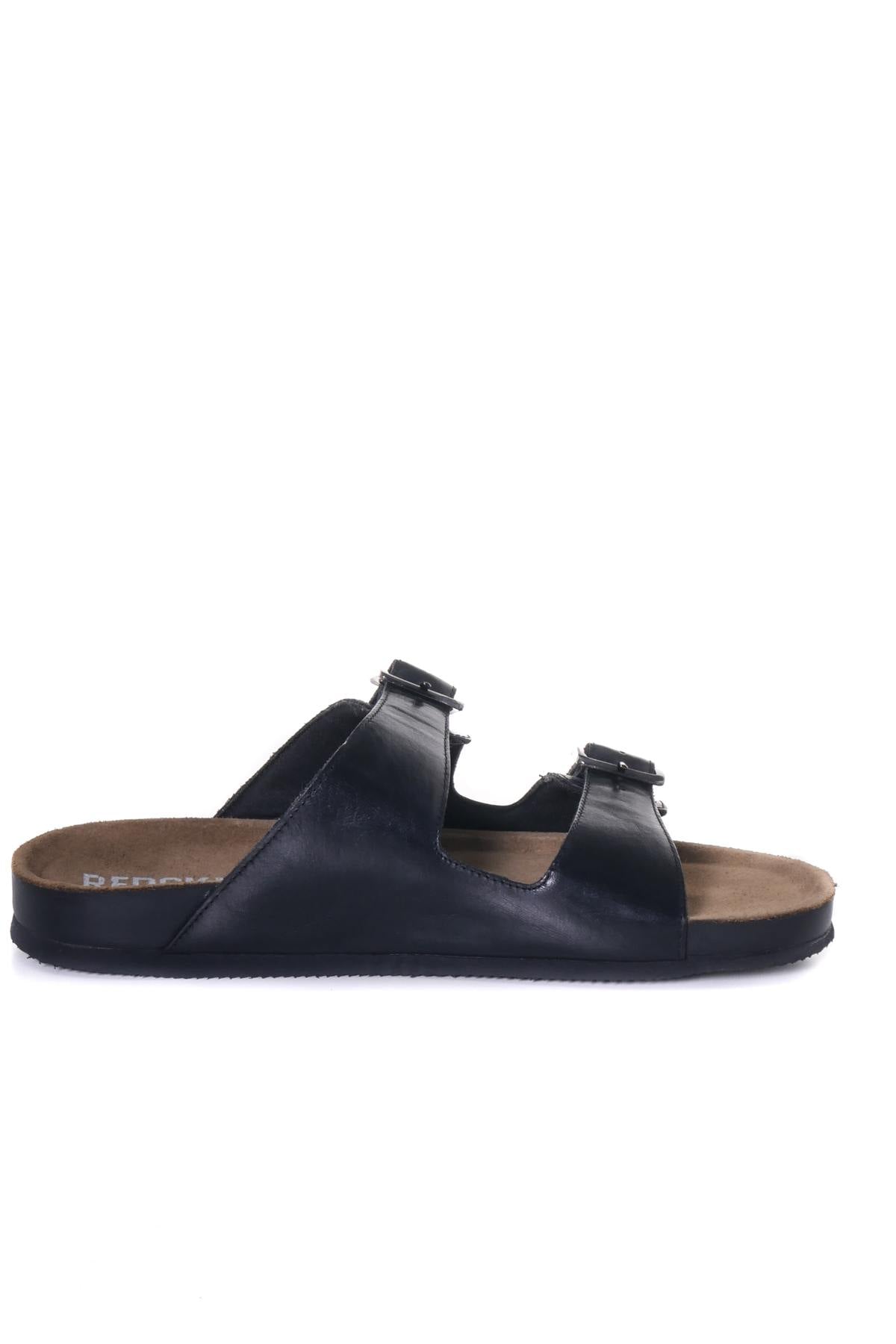Black leather sandals - Image n°9