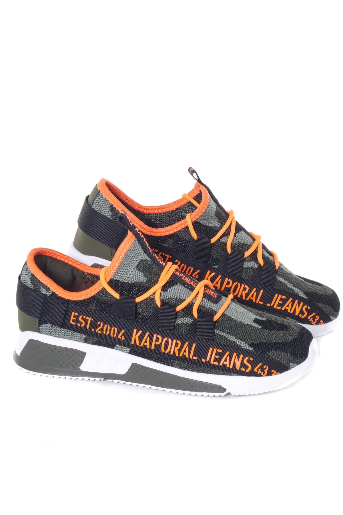 Khaki and orange sportswear sneakers - Image n°8