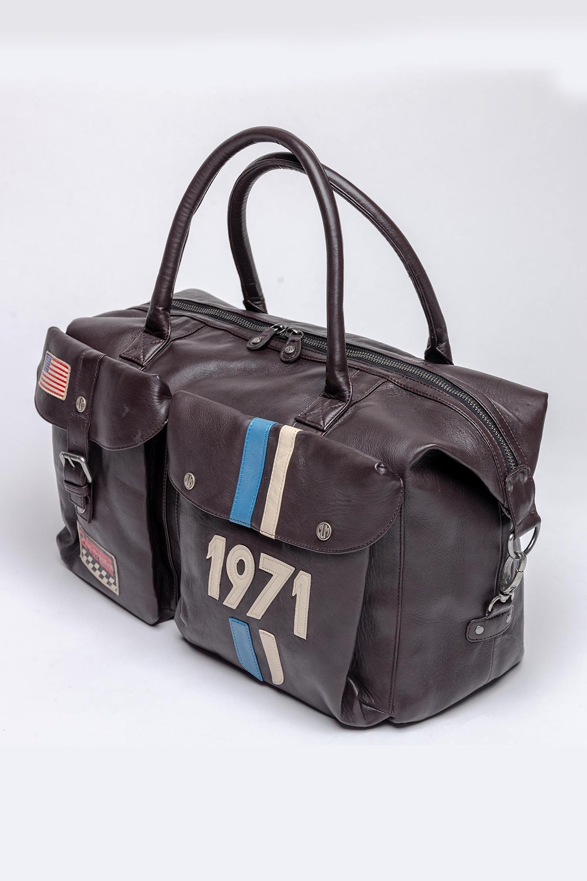 Brown Genuine Leather McQueen Edition Travel Bag - Image n°1