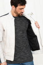 Blue racing-style leather jacket - Image n°4