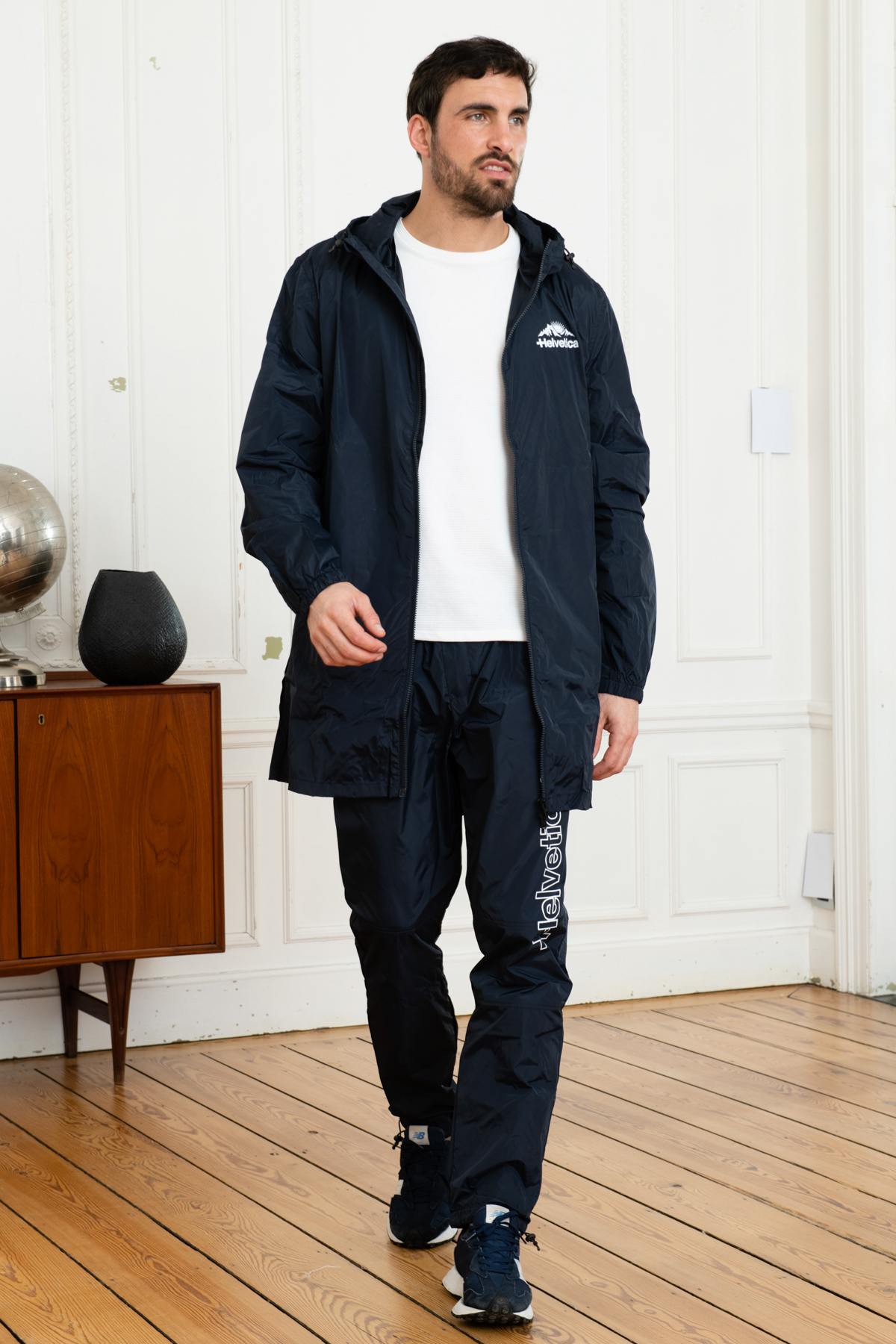 Long navy blue raincoat - Image n°2