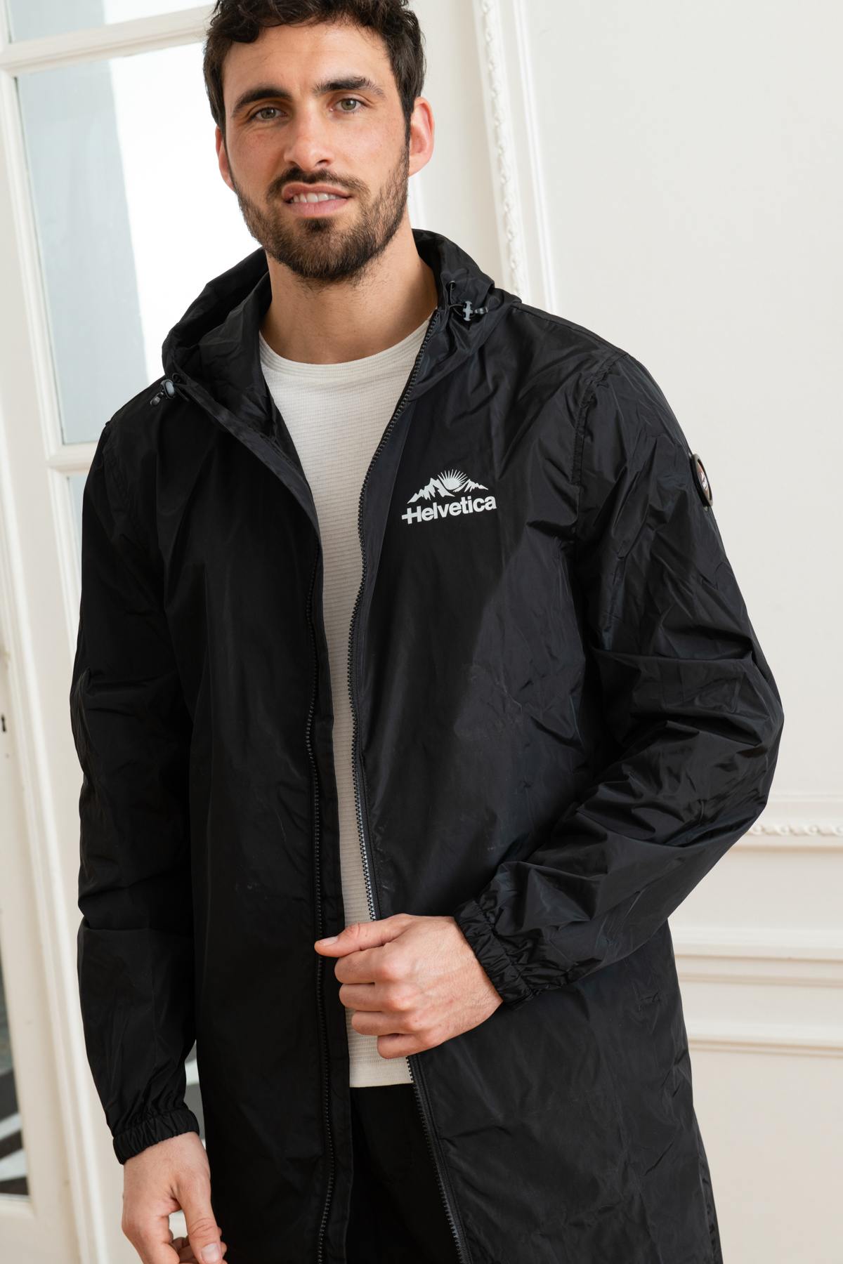 Long black windbreaker jacket - Image n°3