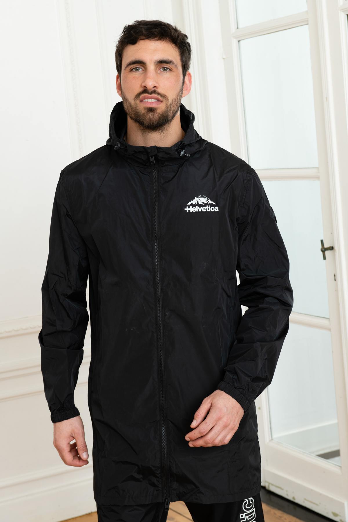 Long black windbreaker jacket - Image n°9