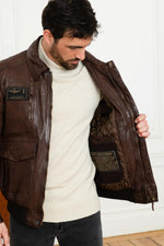 Distressed brown leather pilot jacket - Image n°4