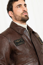 Distressed brown leather pilot jacket - Image n°9