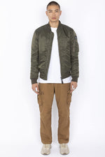 Men's khaki MA-1 bomber jacket - Image n°2