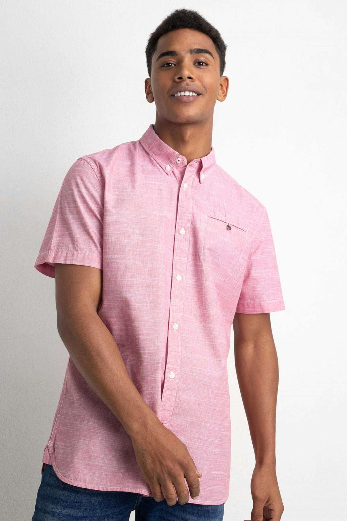 Heather red short-sleeved shirt - Image n°4