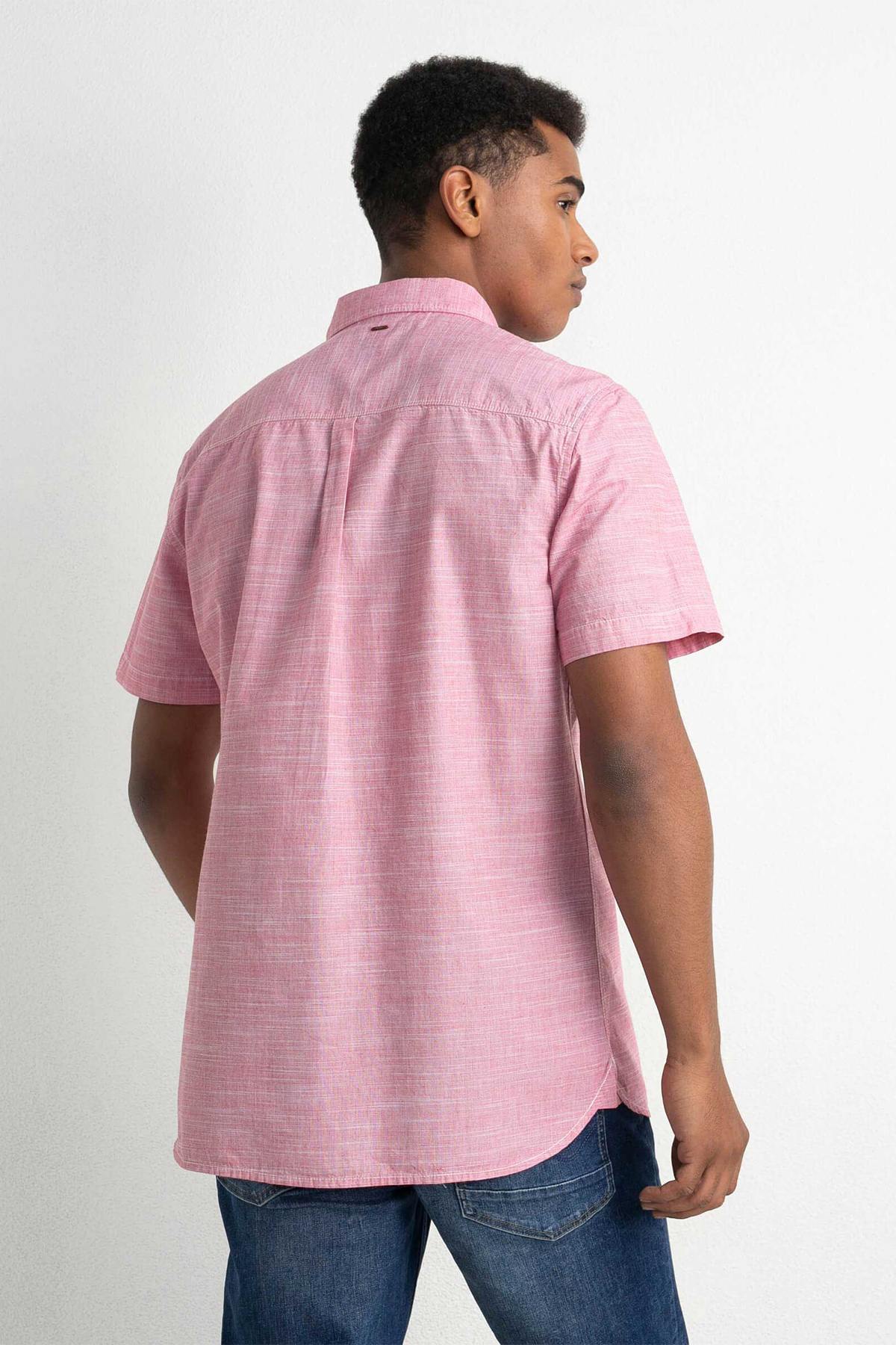 Heather red short-sleeved shirt - Image n°5
