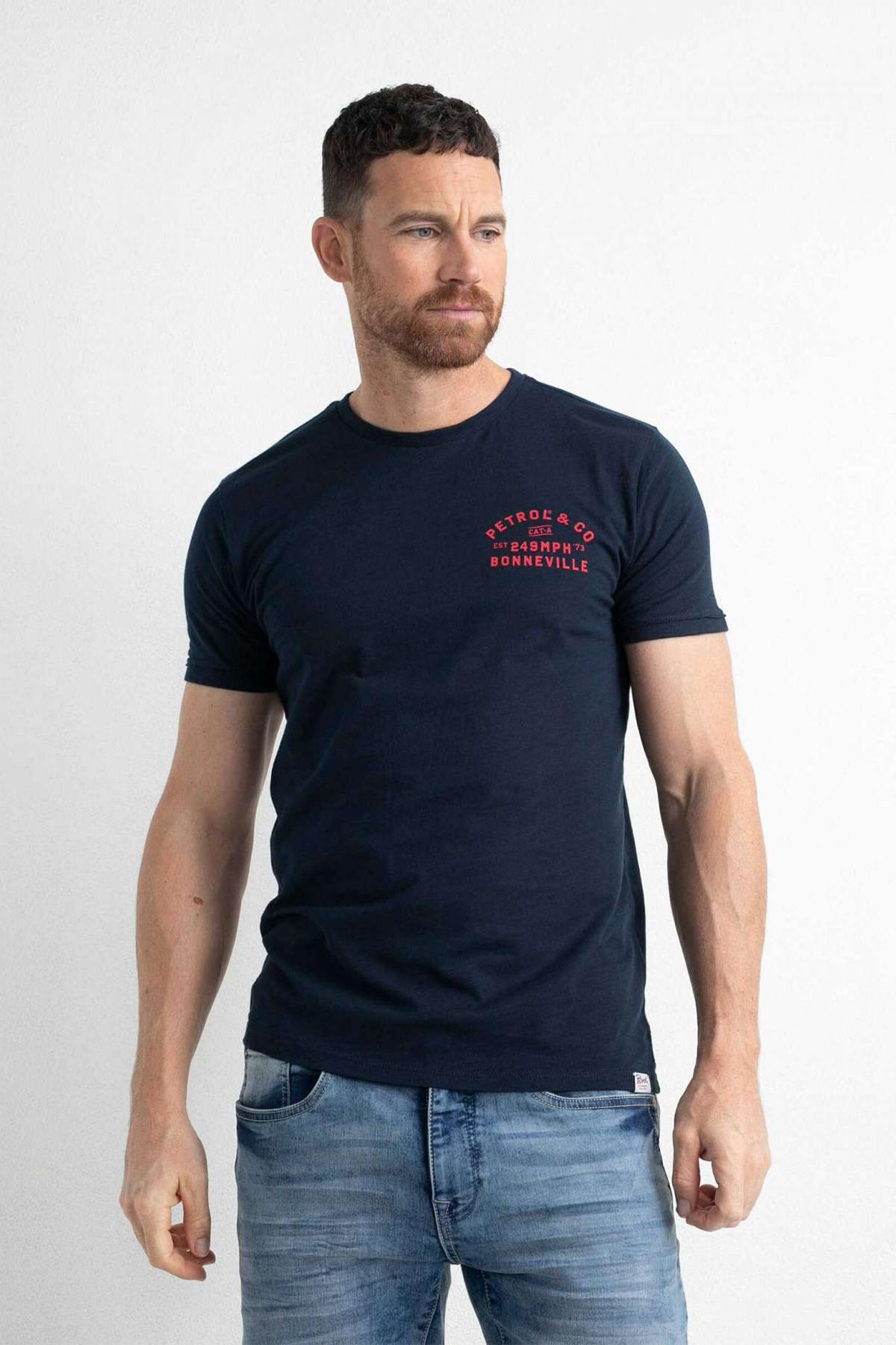 Navy blue round neck T-shirt - Image n°1