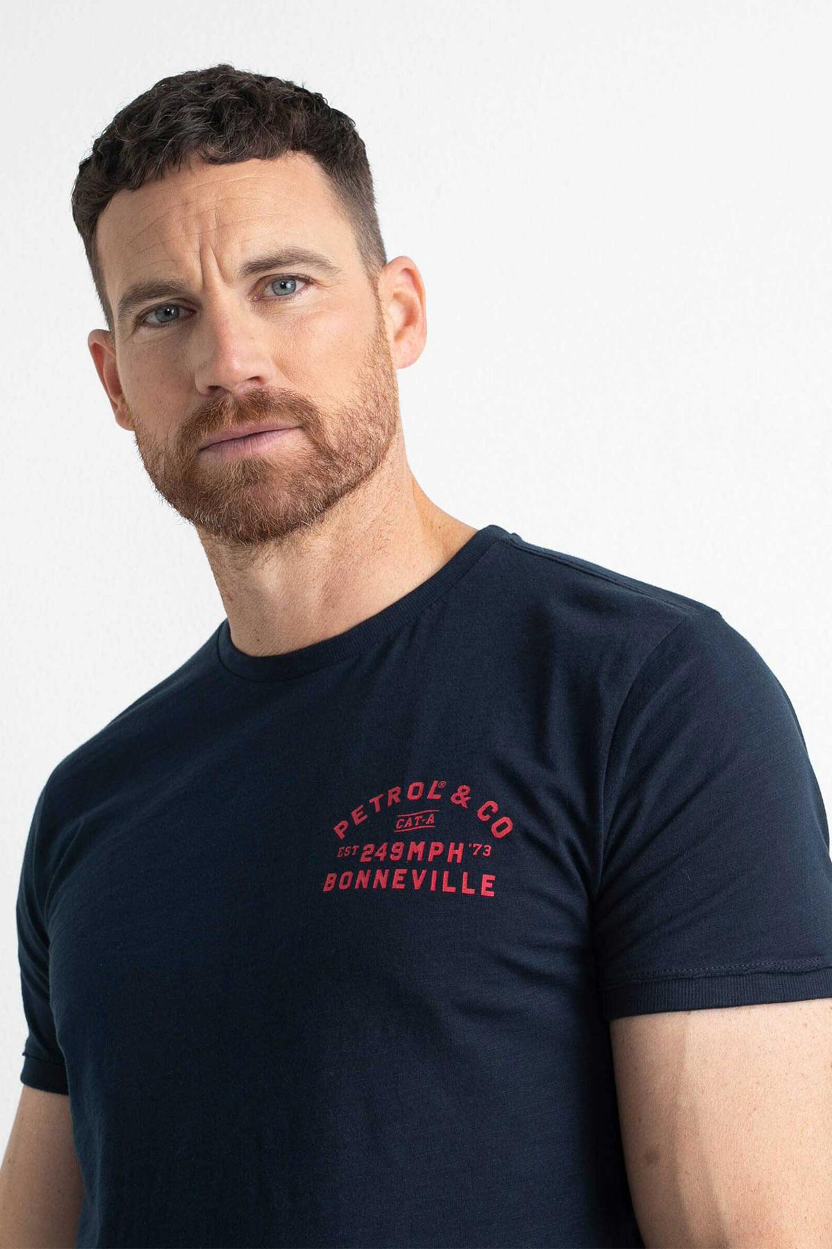 Navy blue round neck T-shirt - Image n°3