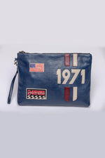Blue genuine leather clutch by Steve McQueen - Image n°1