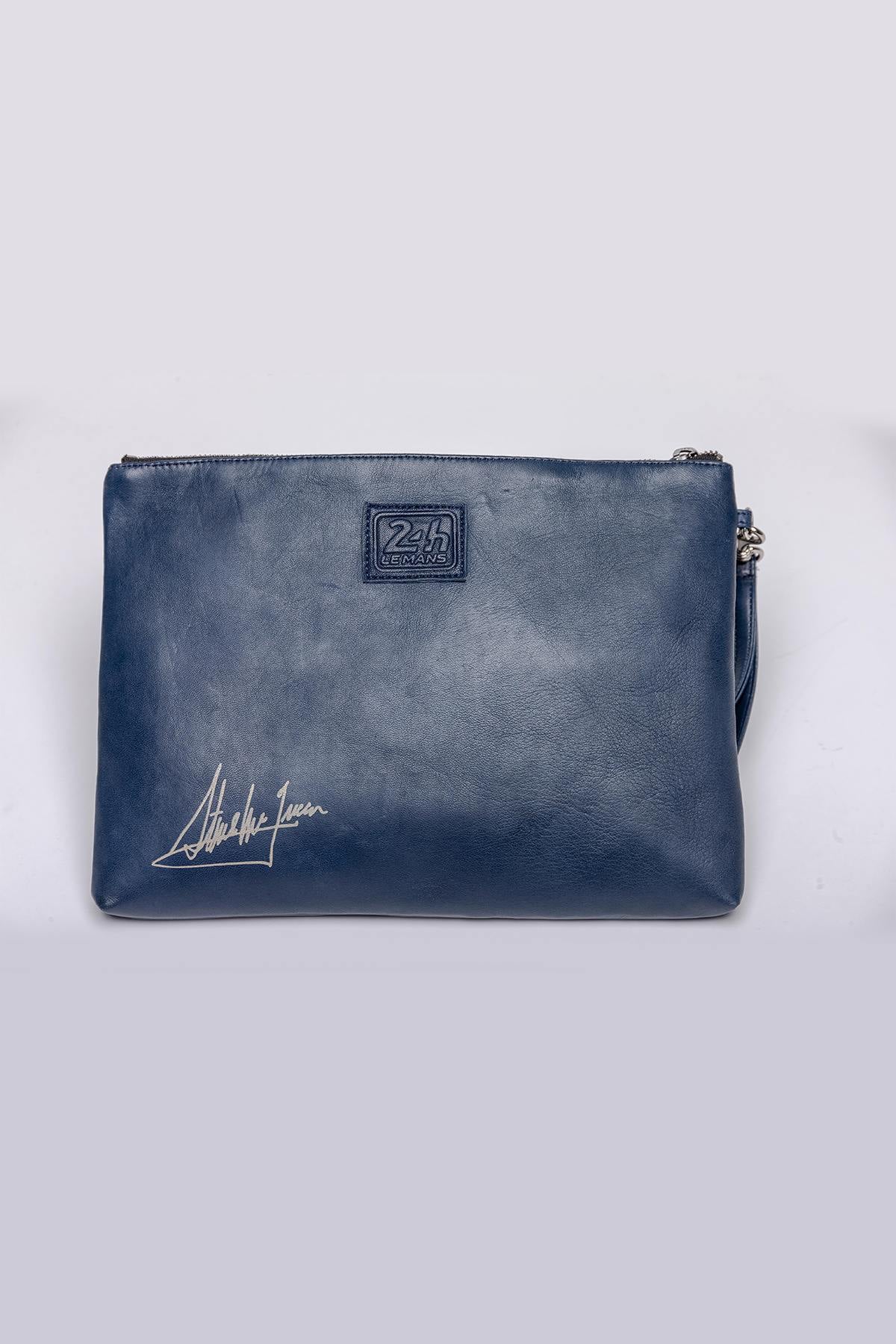 Blue genuine leather clutch by Steve McQueen - Image n°3