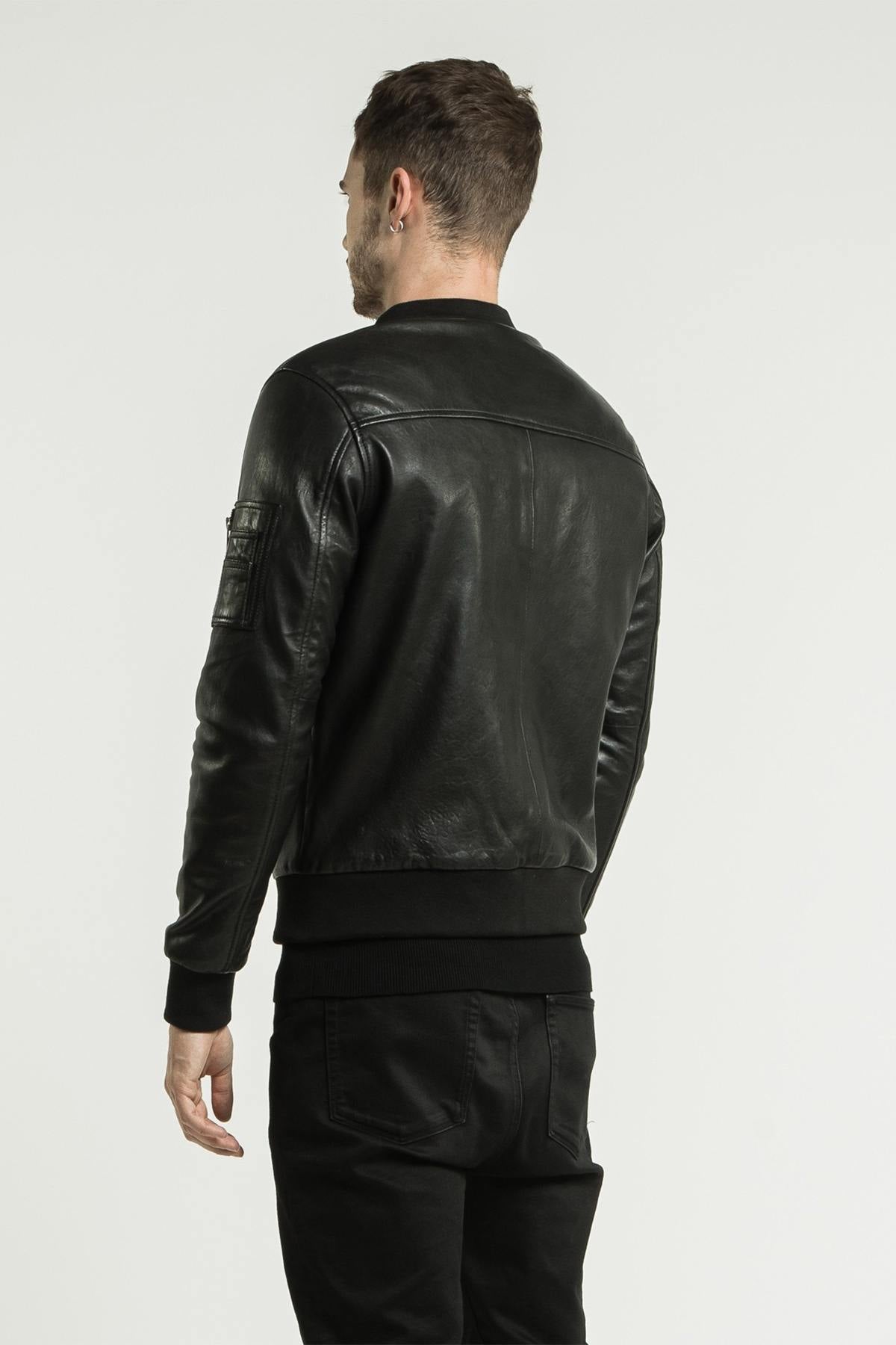 Black leather bomber - Image n°3