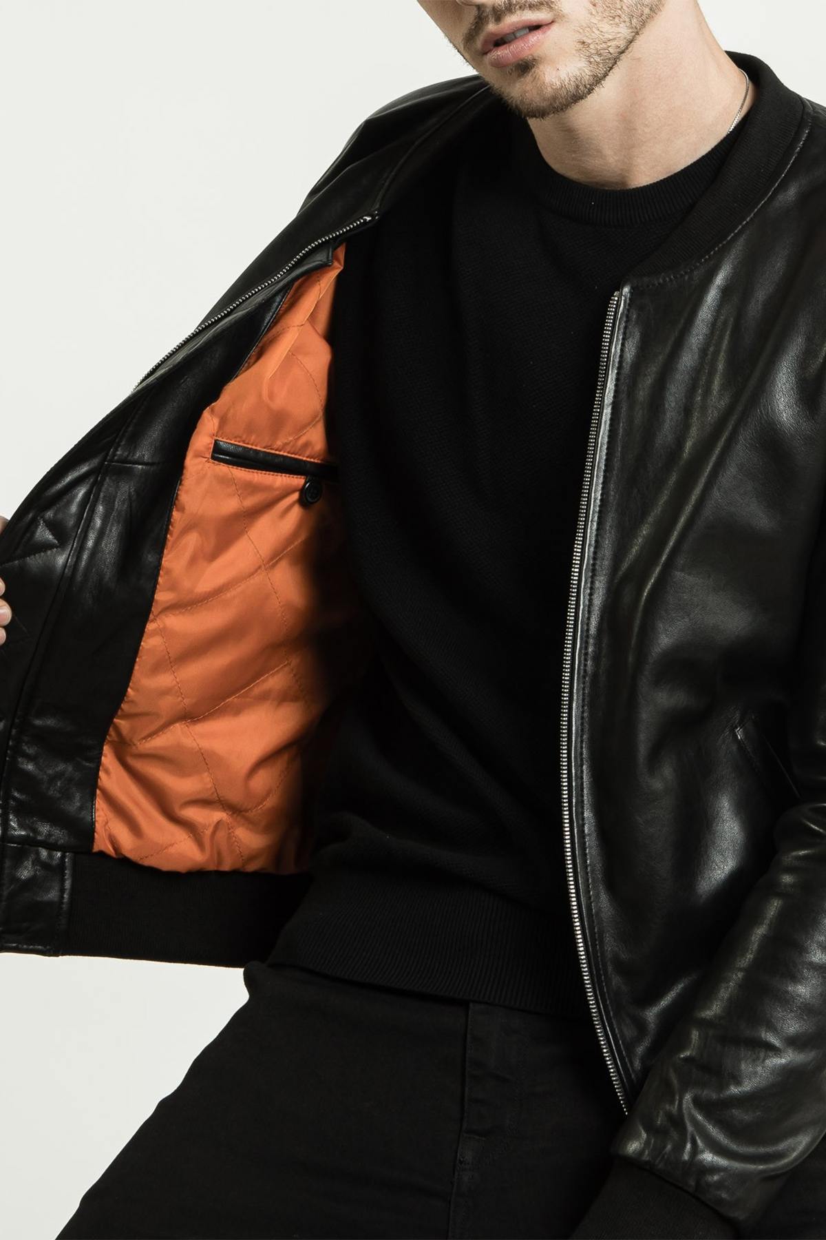 Black leather bomber - Image n°6