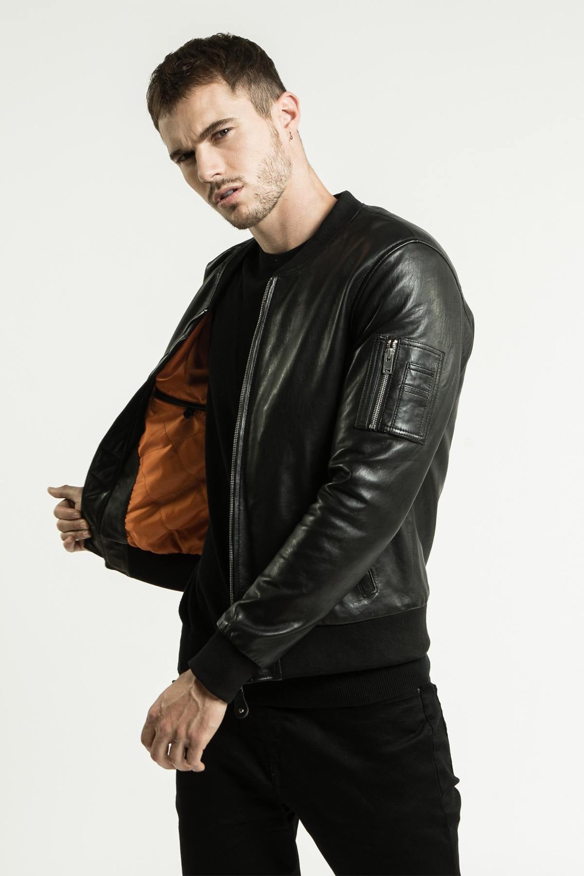 Black leather bomber - Image n°2