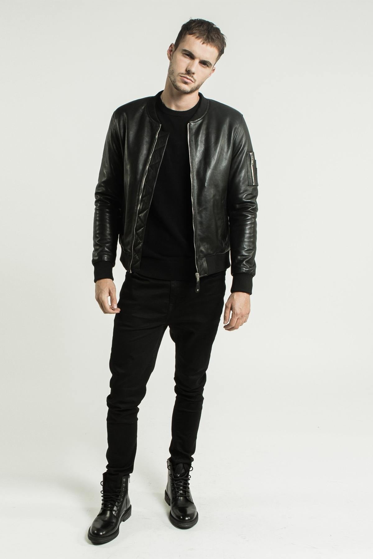 Black leather bomber - Image n°8