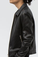 Black leather jacket with shirt collar - Image n°14