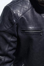 Biker style jacket in thick cowhide leather - Image n°5