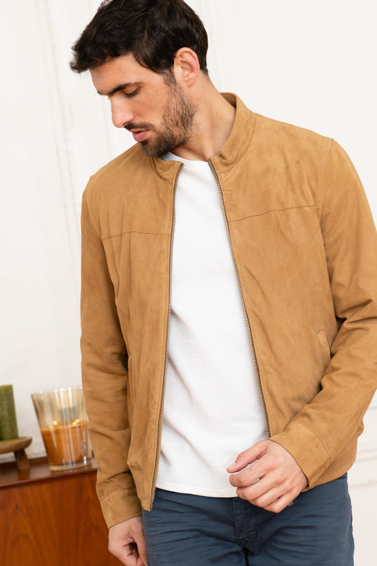 Oakwood's tan suede goat leather jacket: soft, sharp regular fit. - Image n°3