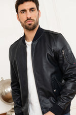 Tailored navy bombers in lambskin, inspired by Patrouille de France. - Image n°3