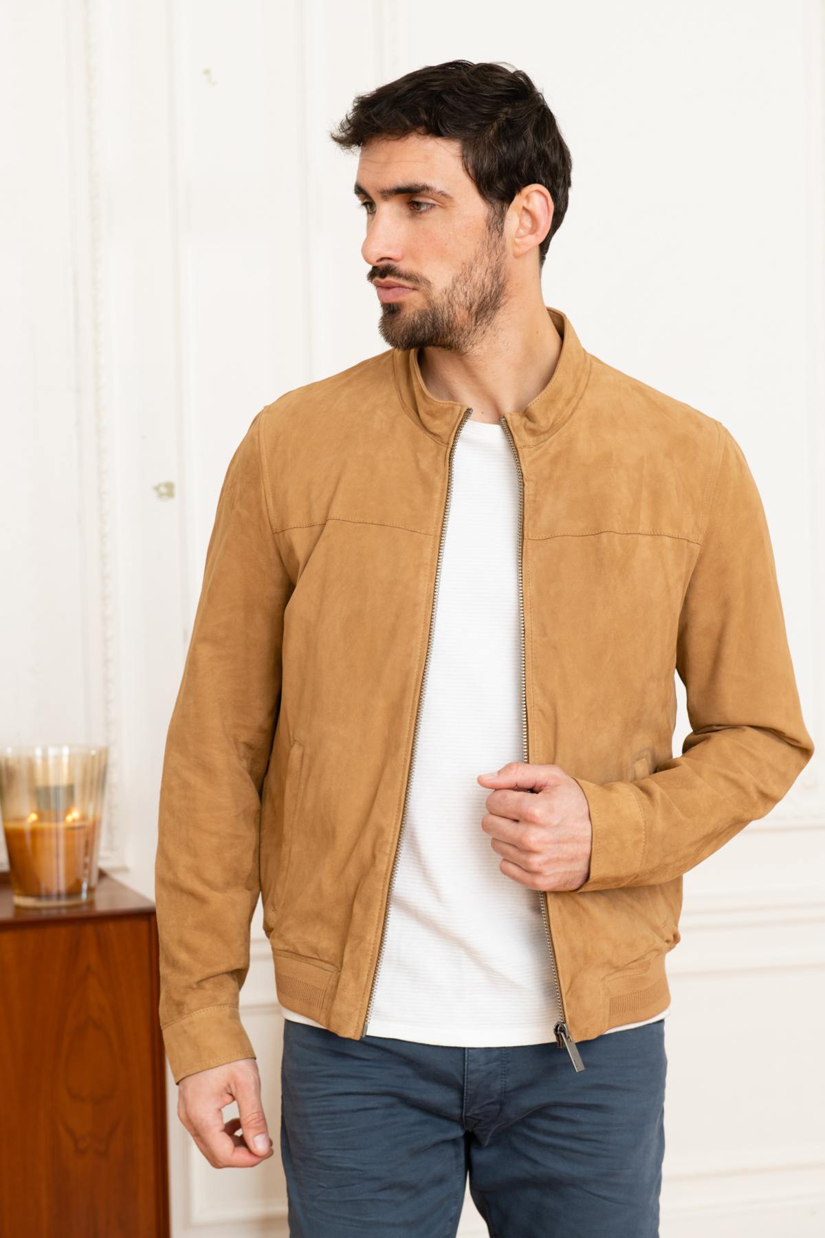 Oakwood's tan suede goat leather jacket: soft, sharp regular fit. - Image n°6