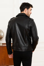 Biker style biker jacket in lambskin - Image n°4