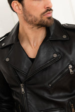 Biker style biker jacket in lambskin - Image n°5