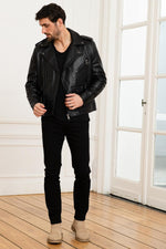 Biker style biker jacket in lambskin - Image n°2