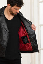 Biker style biker jacket in lambskin - Image n°3