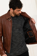 Retro biker style leather jacket - Image n°4