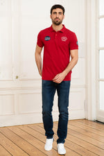 Men's red polo shirt with embroidery - Image n°3