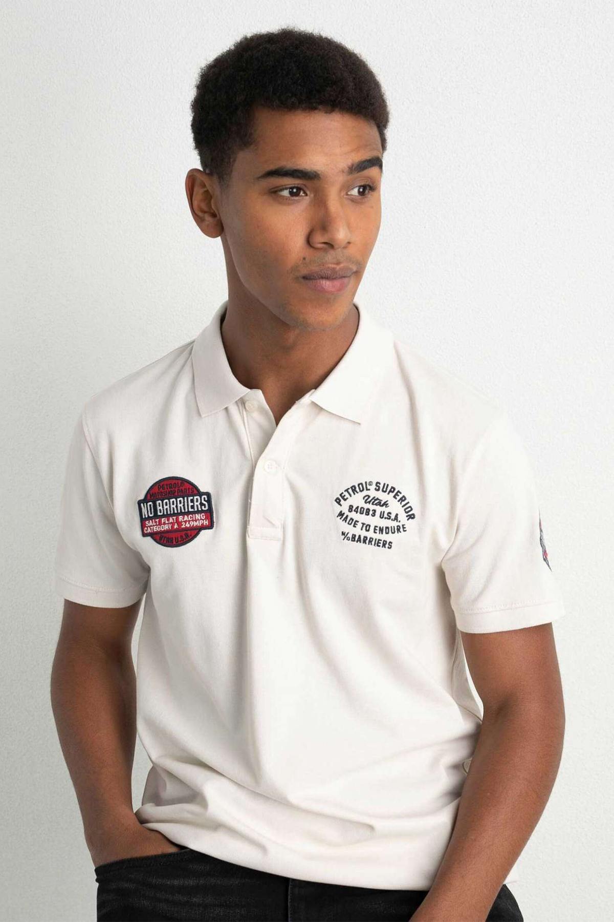 White short-sleeve polo shirt - Image n°1
