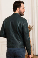 Daytona's lambskin jacket: glazed, crinkled, in deep Vita Ocean blue. - Image n°5