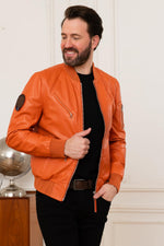 Redskins' Patrouille de France bomber in vivid orange lambskin. - Image n°3