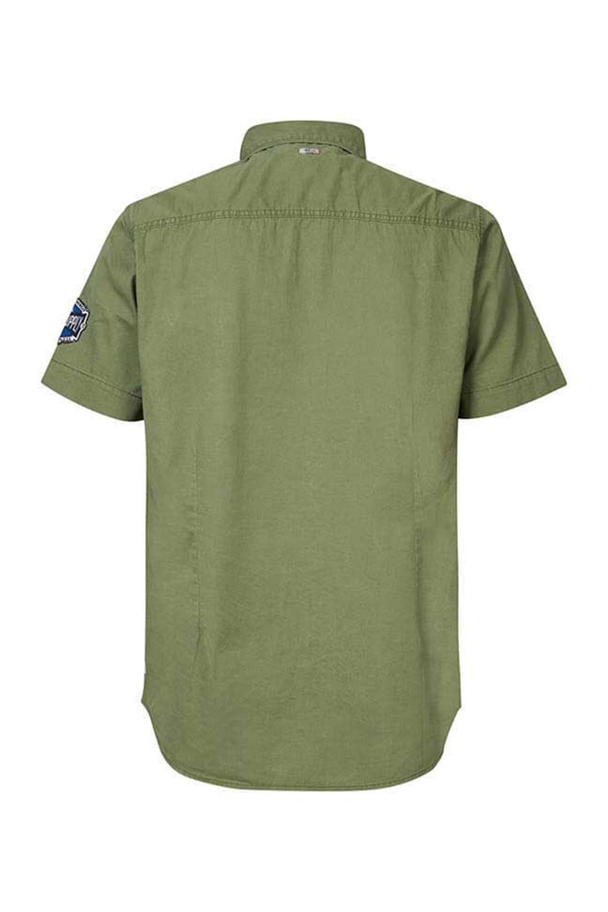 Khaki short-sleeved shirt - Image n°2