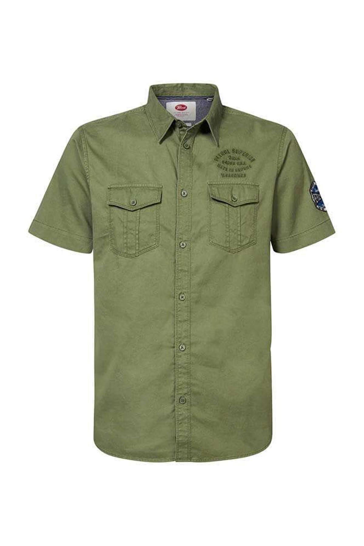Khaki short-sleeved shirt - Image n°1